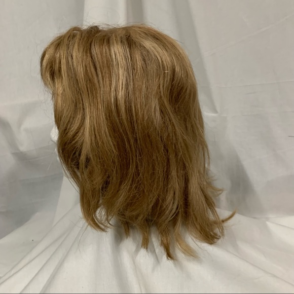 Golden Colored Shoulder Length Wig with Bangs - Picture 3 of 10